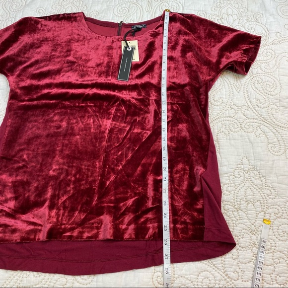 NEW Lucky Brand red velvet short sleeve shirt - Picture 5 of 6